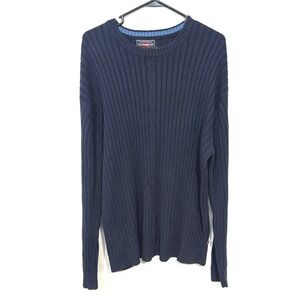 Wrangler Mens XL Tall Navy Blue Ribbed Cotton‎ Crew Neck Long Sleeve Sweater